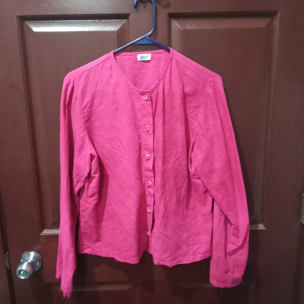 Heaven 100% linen pink button up blazer size M